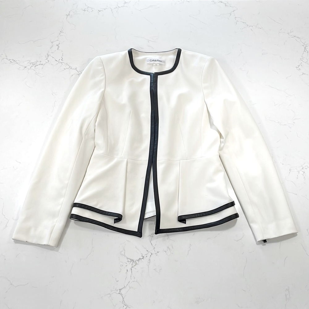 Calvin Klein White Peplum Blazer